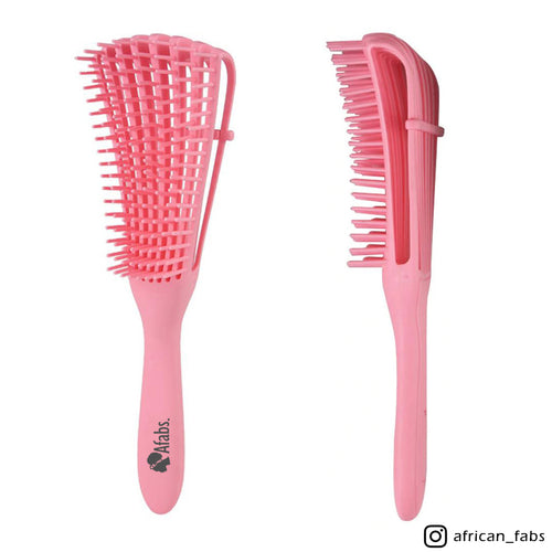 Cepillo desenredante rosa + Gorro de satén con flores rosas azules | Peine para rizos | cepillo de pelo afro