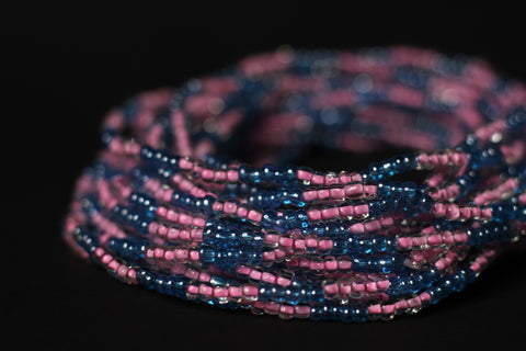 Perlas de Cintura / Cadena de Cintura Africana - IMOSE - Rosa / Azul (elástico)