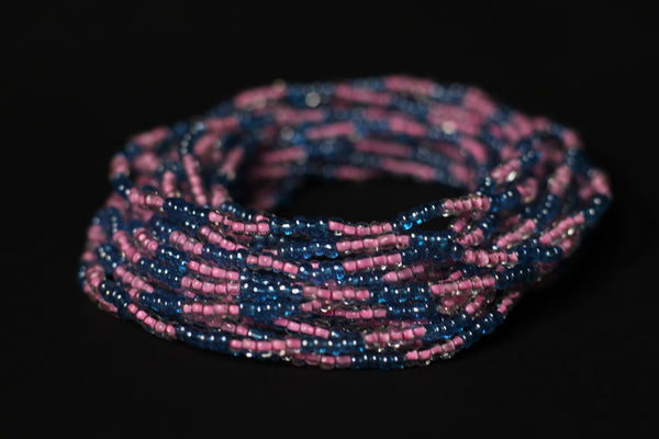 Perlas de Cintura / Cadena de Cintura Africana - IMOSE - Rosa / Azul (elástico)