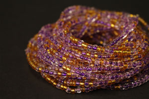 Perlas de cintura / Cadena de cintura africana - IDEHEN - Púrpura / dorado (elástico)