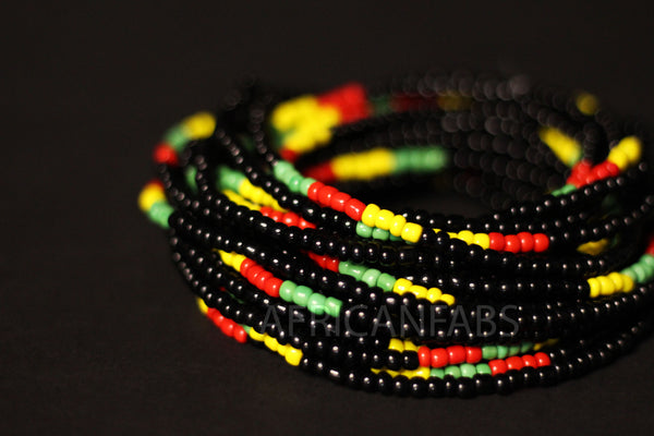 Perlas de cintura / Cadena de cadera africana - ITOHAN- Negro mezcla de colores (elástico)