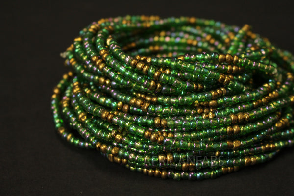 Perlas de cintura / Cadena de cintura africana - OGHOGHO - Verde / dorado (elástico)