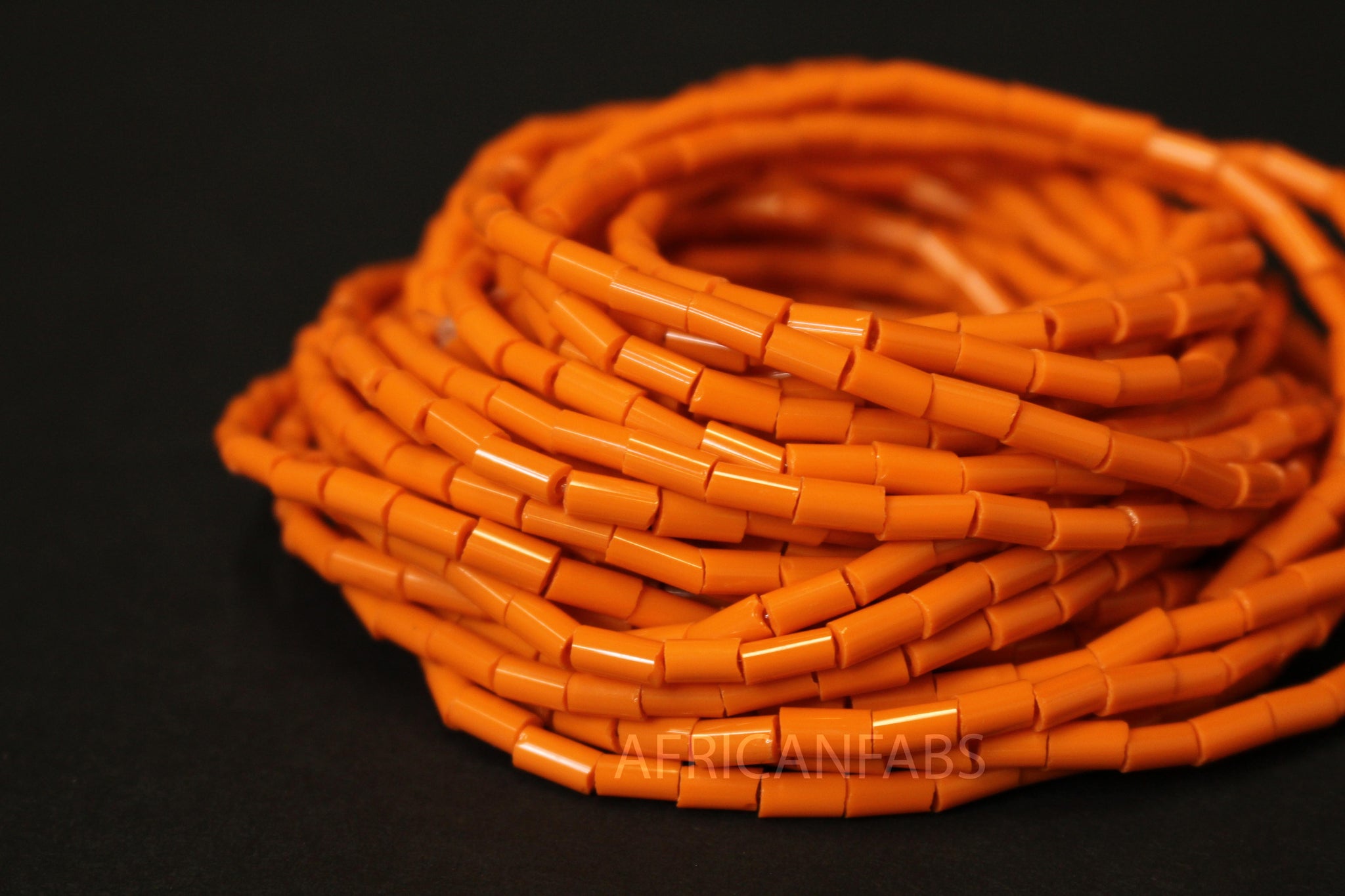 Perlas de Cintura / Cadena de Cintura Africana - EDO - Naranja (elástico)