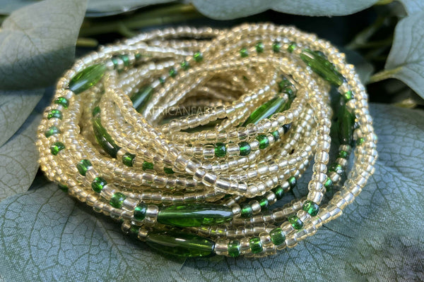 Perlas de cintura / Cadena de cadera africana - ADAMAZA - Verde (elástico)