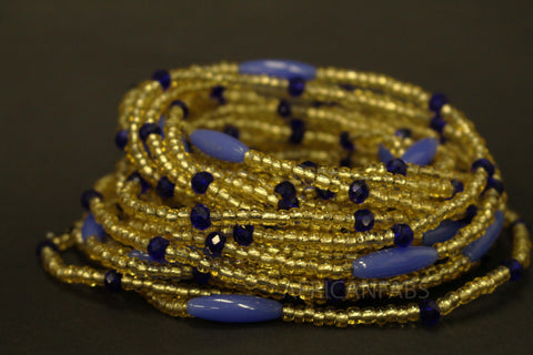 Perlas de cintura / Cadena de cadera africana - AMADIN - Azul (elástico)