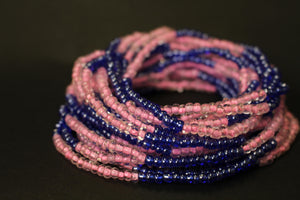 Perlas de cintura / Cadena de cintura africana - ABILO - Púrpura / rosa (elástico)
