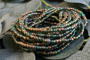 Perlas de cintura / Cadena de cadera africana - EDAZA - Verde (elástico)