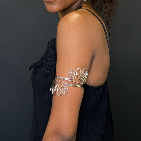 Brazalete de brazalete de brazo superior de estilo africano Joyas - Plata