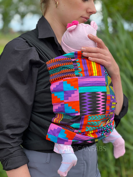 Portabebés con estampado africano / Portabebés / Fular para bebés - Púrpura / Rosa kente