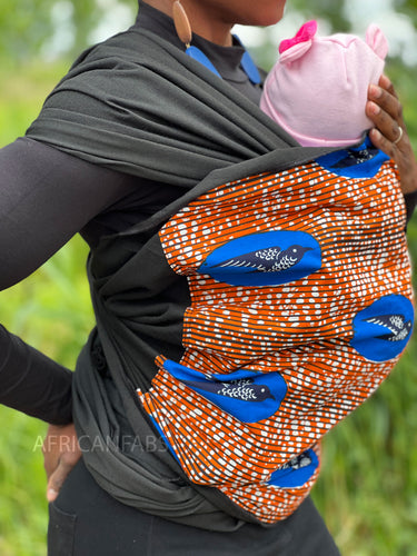 Mochila portabebés con estampado africano / fular portabebés / fular bebé - Speed ​​bird orange