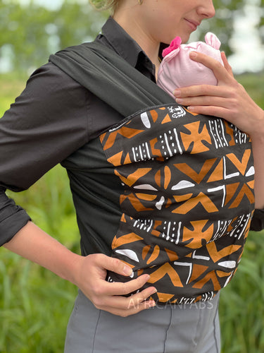 Portabebés con estampado africano / honda para bebés / envoltura para bebés - Paño de barro marrón / bogolan