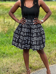 Minifalda estampado africano - Black Bogolan / Mud cloth