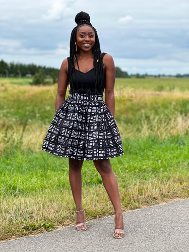 Minifalda estampado africano - Black Bogolan / Mud cloth