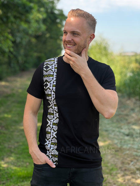 Camiseta con detalles de estampado africano - banda bogolan blanca / verde