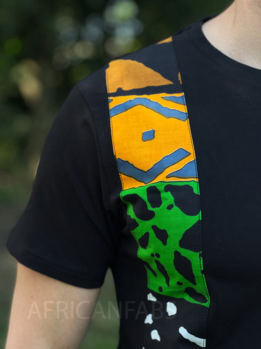 Camiseta con detalles de estampado africano - banda bogolan verde