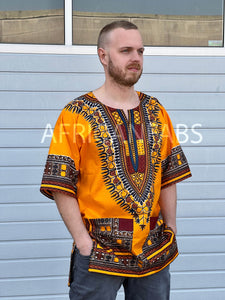Camisa Dashiki naranja / Vestido Dashiki - Top con estampado africano - Unisex - Vlisco