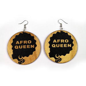Pendientes etnicos africanos madera | reina afro