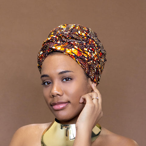 Easy headwrap - Gorro de pelo forrado satinado - Ramas marrón / bronce