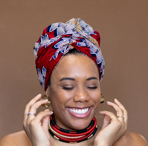 Easy headwrap - Gorro forrado de raso - Flor roja