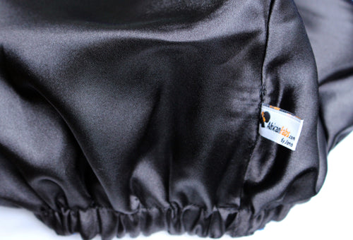 Easy headwrap - Gorro de pelo con forro satinado - Negro Amarillo Ndop Camerún