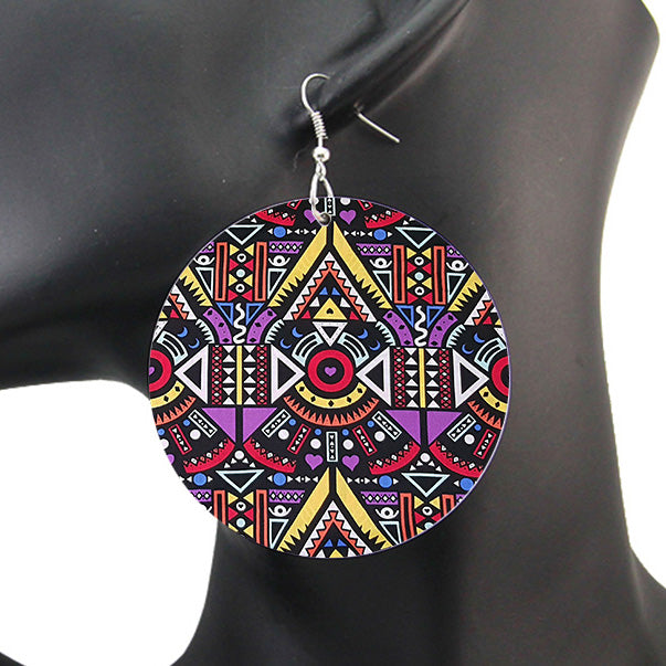 Yellow Tribal - Pendientes colgantes con estampado africano