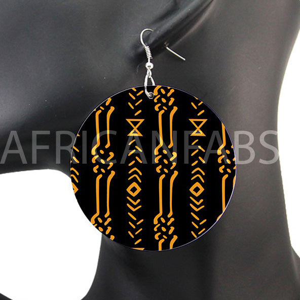 Paño de barro negro / amarillo / bogolan | Pendientes de inspiración africana