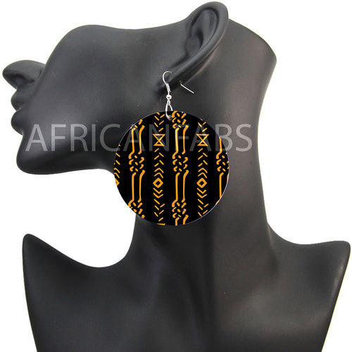 Paño de barro negro / amarillo / bogolan | Pendientes de inspiración africana