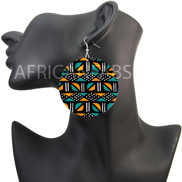 Turquesa / paño de barro amarillo / bogolan | Pendientes de inspiración africana