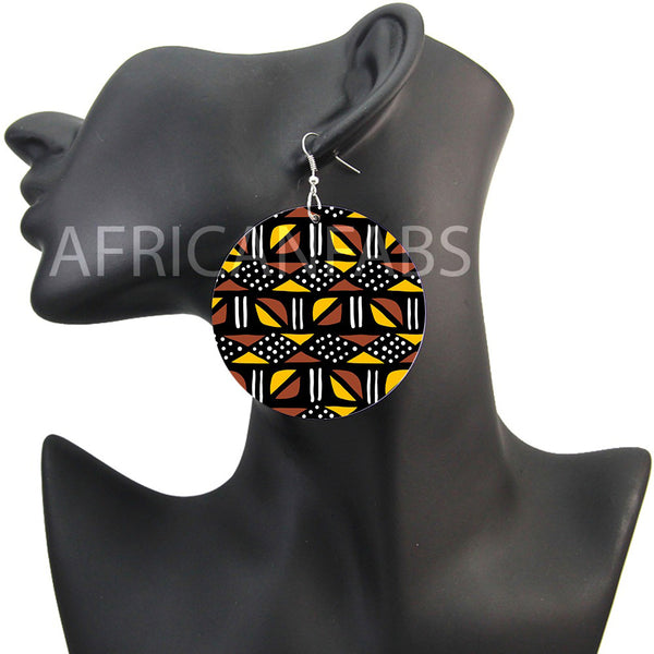 Paño de barro marrón / amarillo / bogolan | Pendientes de inspiración africana
