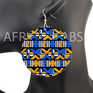 Tela de barro azul cruces amarillas / bogolan | Pendientes de inspiración africana