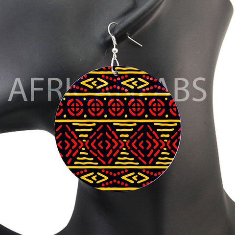 Paño de barro amarillo rojo / bogolan | Pendientes de inspiración africana
