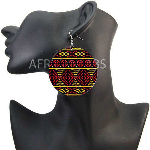 Paño de barro amarillo rojo / bogolan | Pendientes de inspiración africana