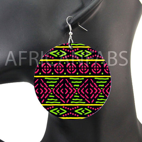 Paño de barro verde / rosa / bogolan | Pendientes de inspiración africana