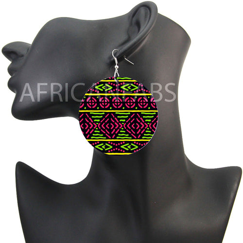 Paño de barro verde / rosa / bogolan | Pendientes de inspiración africana
