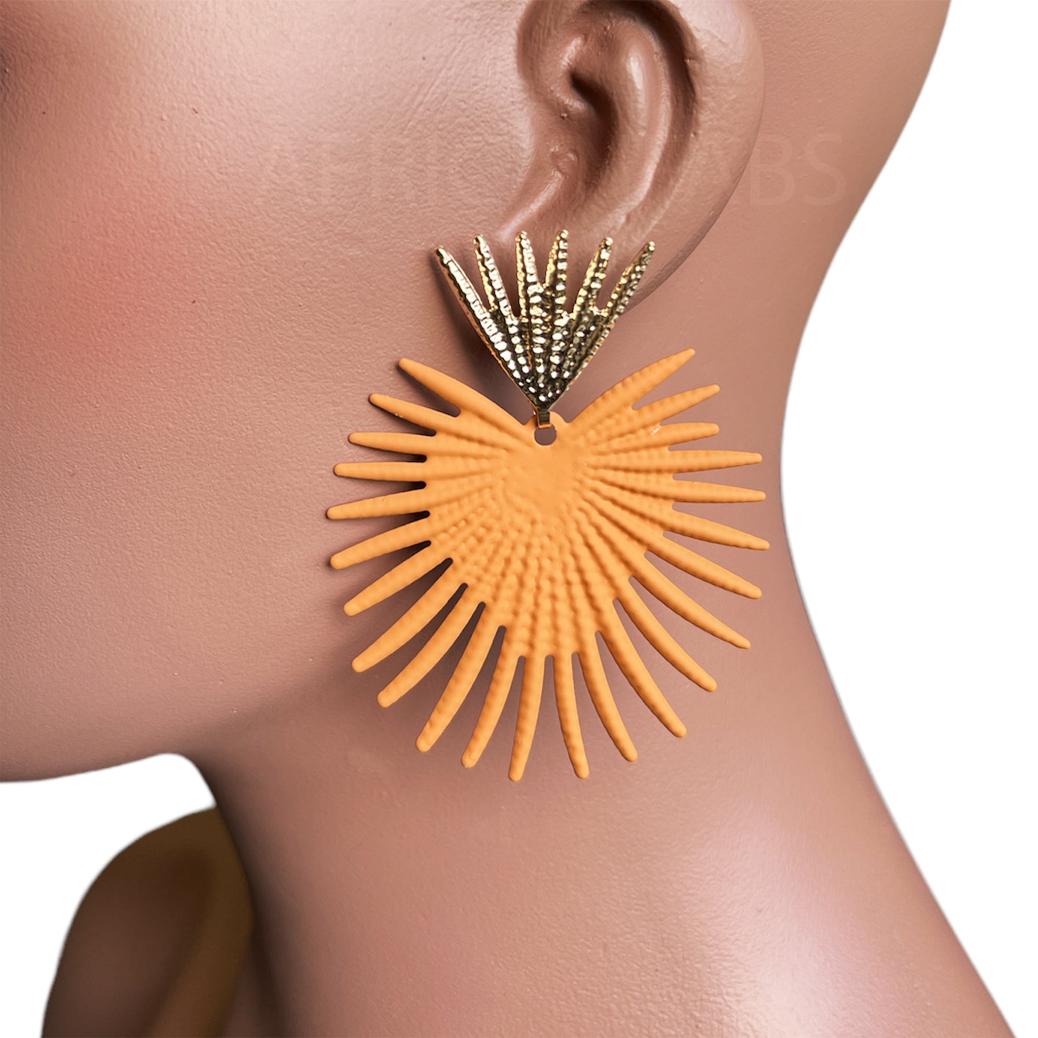 Pendientes colgantes geométricos funky / naranja / oro