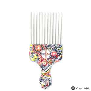 Afro Comb - Peine Hair Volume para cabello rizado y afro - Peine de dientes anchos con estampado