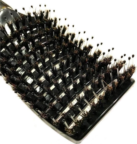 Cepillo desenredante curvo Afabs® | Cepillo desenredante | Peine para cabello liso y rizado | Negro