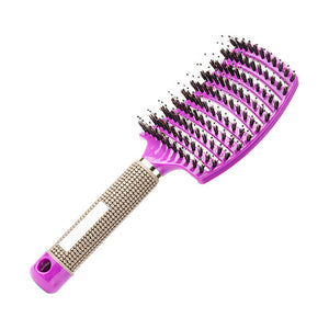 Cepillo desenredante curvo Afabs® | Cepillo desenredante | Peine para cabello liso y rizado | Púrpura