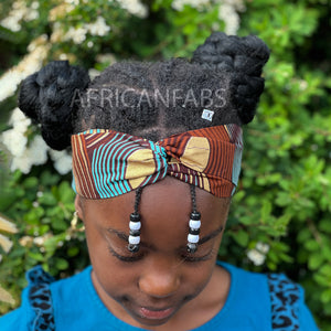 Diadema con estampado africano - Niños - Accesorios para el cabello - Marrón / Remolino dorado - Metallic Brillant Platinum Edition