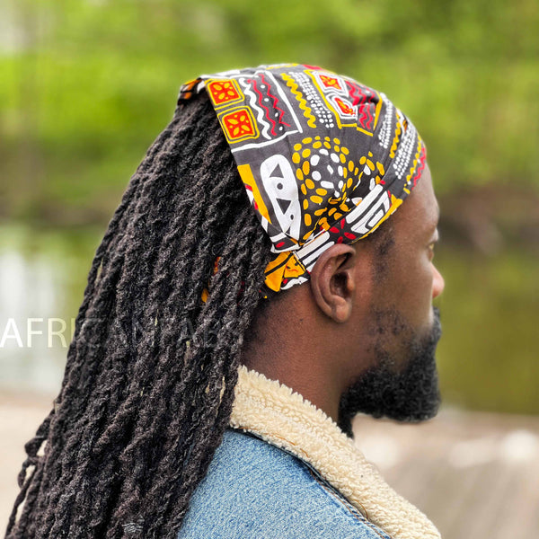 Diadema estampado africano - Unisex Adultos - Accesorios para el cabello - Bogolan amarillo/rojo