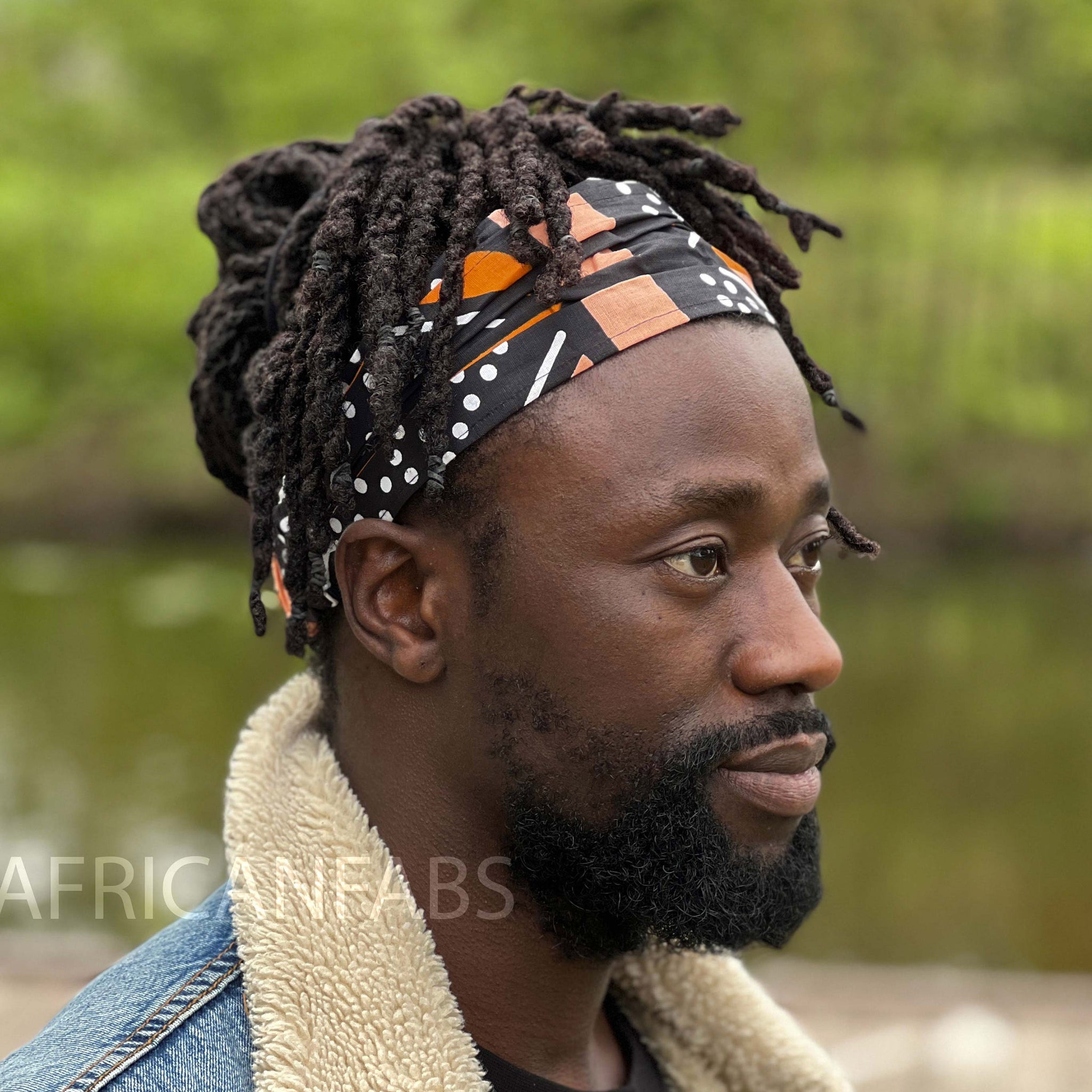 Diadema estampado africano - Unisex Adultos - Accesorios para el cabello - Bogolan melocotón