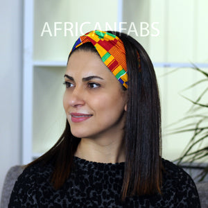 Diadema estampado africano - Adultos - Accesorios para el cabello - Azul Kente / naranja