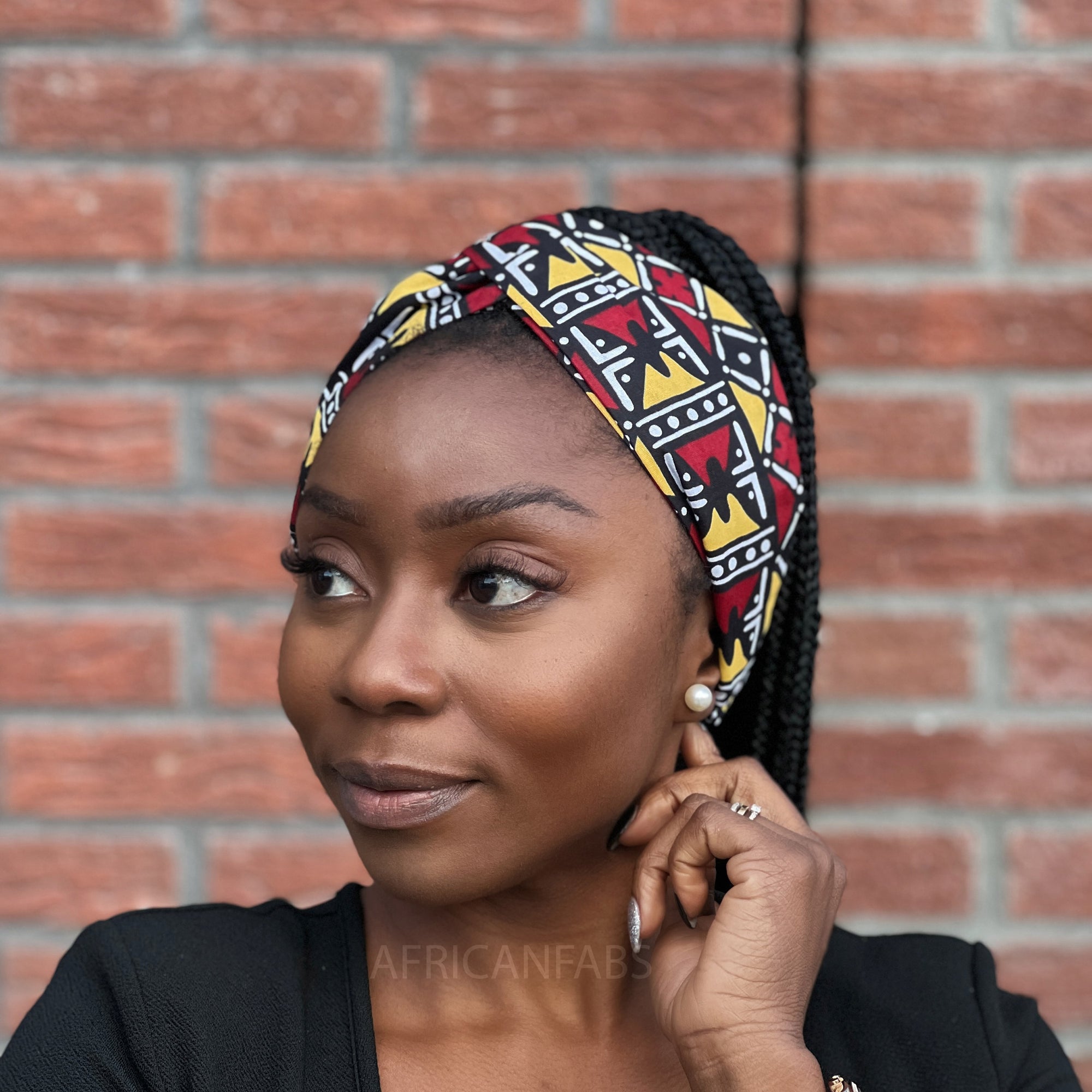 Diadema estampado africano (ajuste más holgado) - Adultos - Accesorios para el cabello - Granate Bogolan