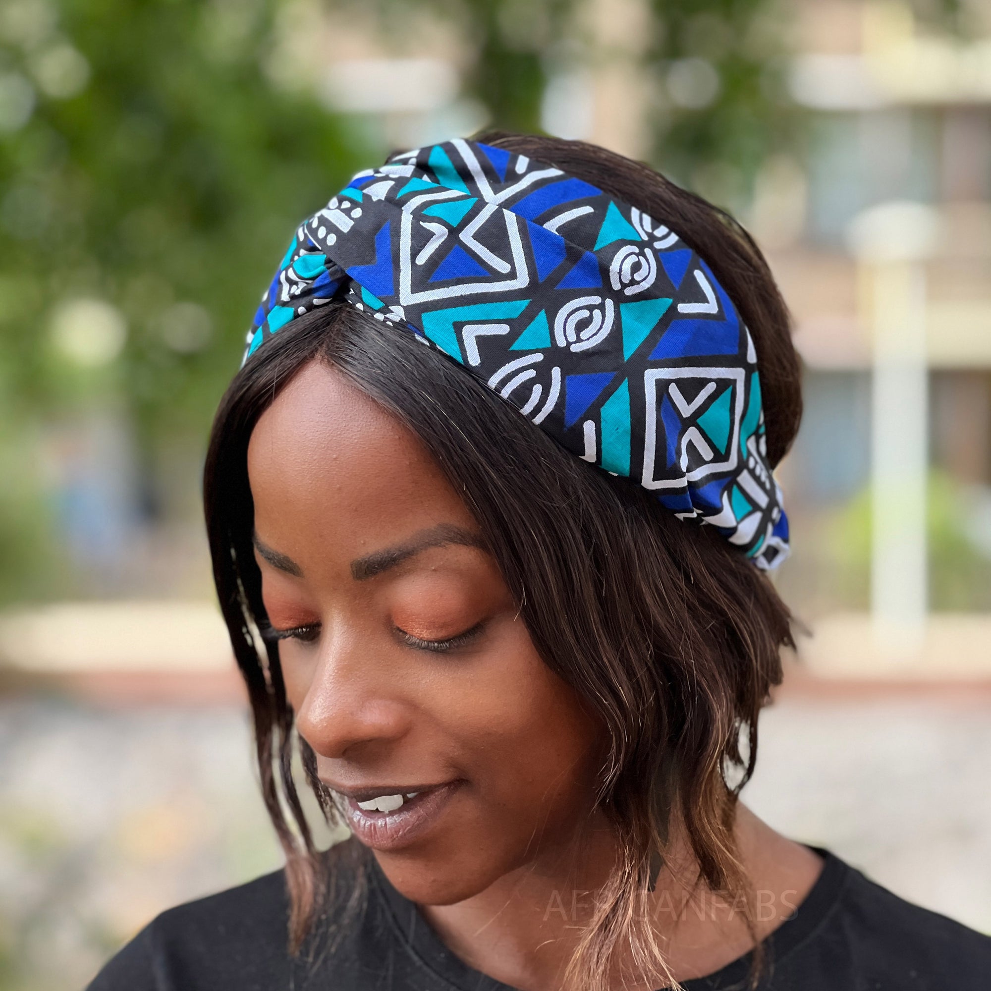 Diadema estampado Africano (ajuste más holgado) - Adultos - Accesorios Pelo - Bogolan Azul