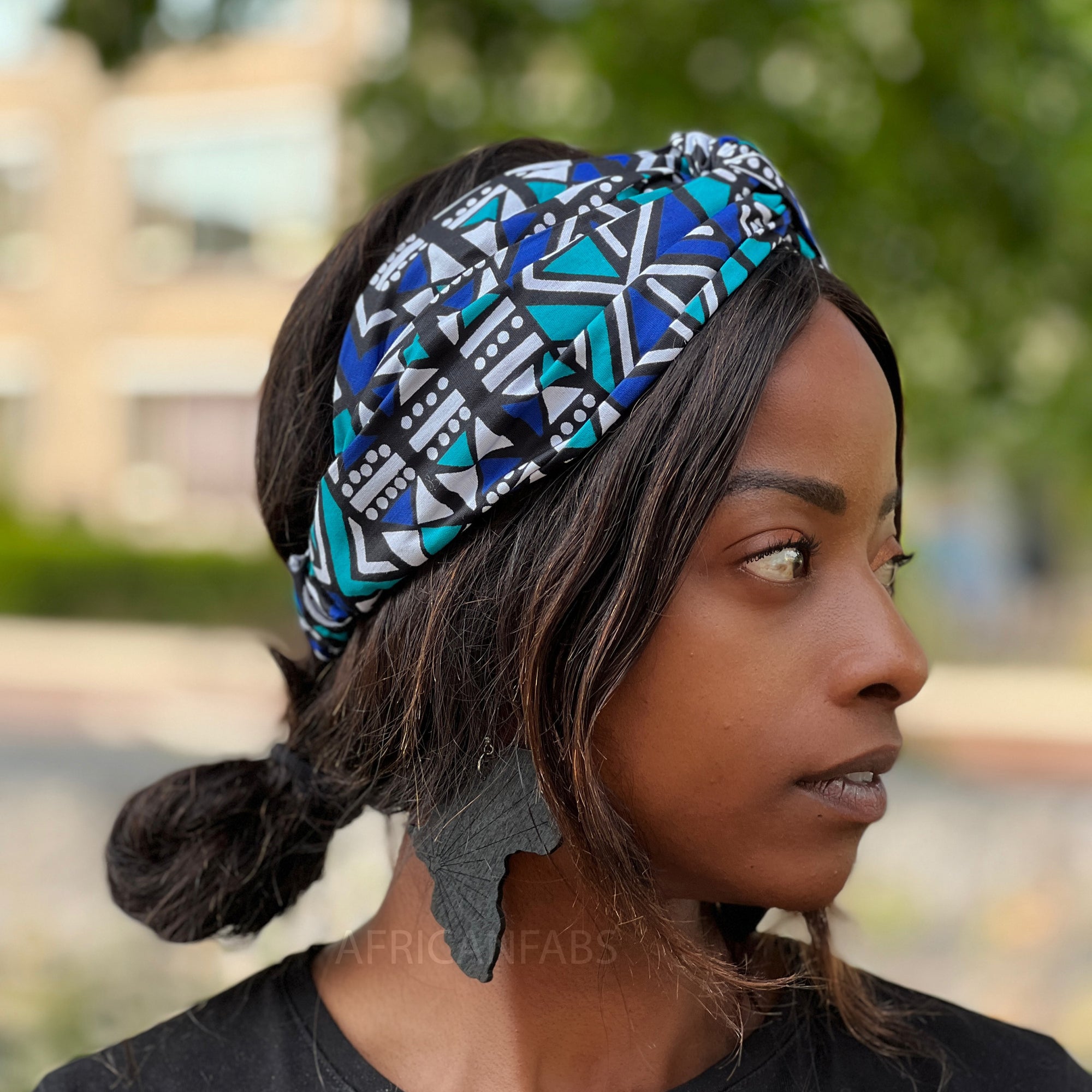 Diadema estampado Africano (ajuste más holgado) - Adultos - Accesorios Pelo - Bogolan Azul