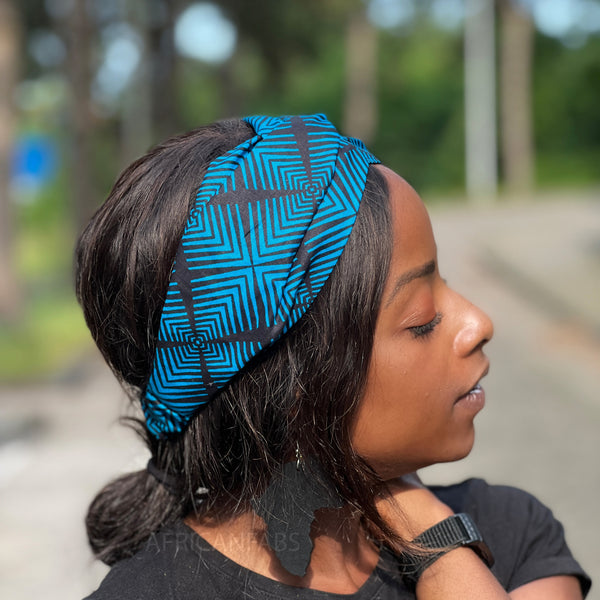 Diadema estampado Africano (ajuste más holgado) - Adultos - Accesorios Pelo - Bogolan Azul