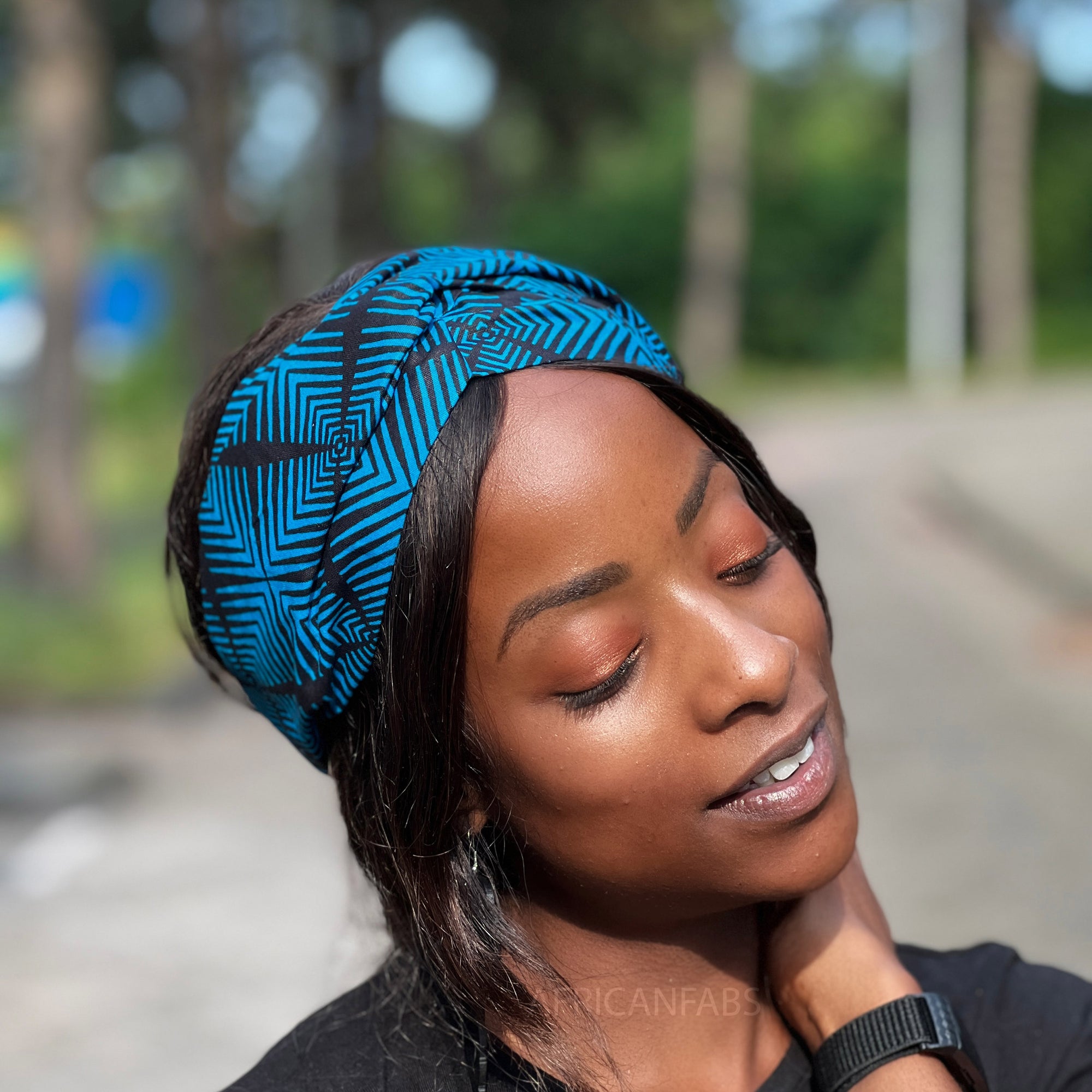 Diadema estampado Africano (ajuste más holgado) - Adultos - Accesorios Pelo - Bogolan Azul