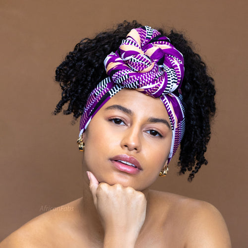 Cinta para la cabeza kente púrpura africana