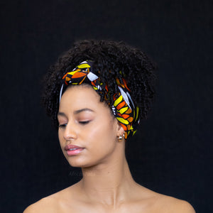 Cinta para la cabeza con diseño de rayos de sol en negro africano/amarillo