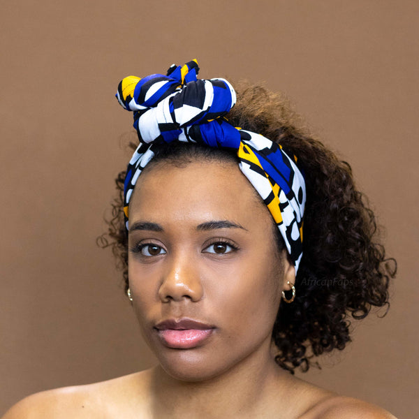 Cinta para la cabeza Samaka azul africano / amarillo